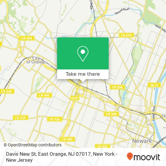 Mapa de Davis New St, East Orange, NJ 07017