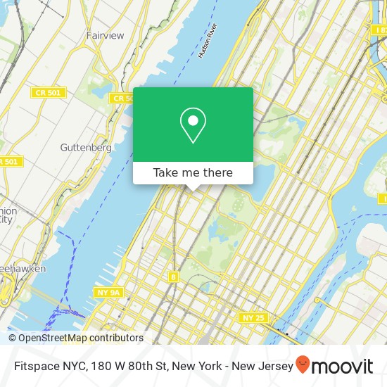 Mapa de Fitspace NYC, 180 W 80th St