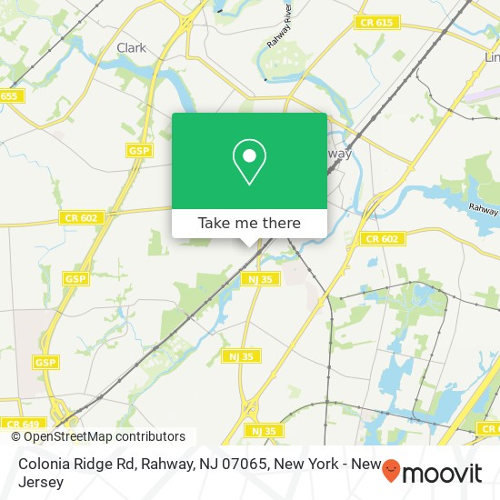Mapa de Colonia Ridge Rd, Rahway, NJ 07065