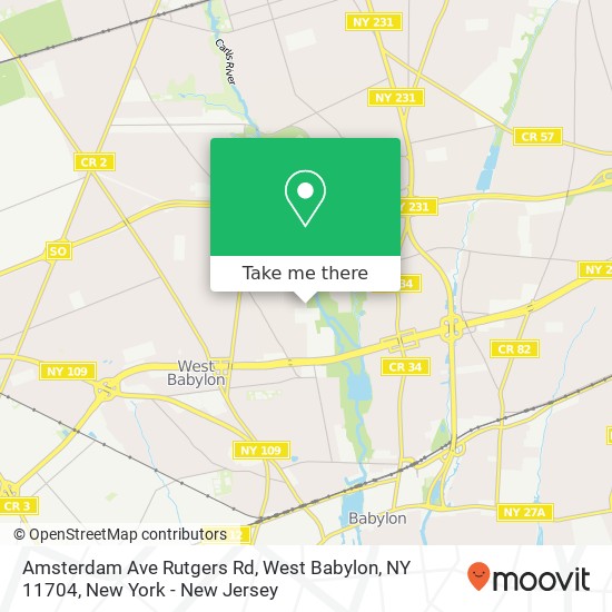 Mapa de Amsterdam Ave Rutgers Rd, West Babylon, NY 11704