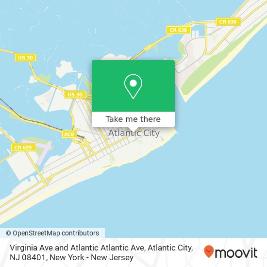 Mapa de Virginia Ave and Atlantic Atlantic Ave, Atlantic City, NJ 08401