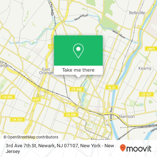 Mapa de 3rd Ave 7th St, Newark, NJ 07107