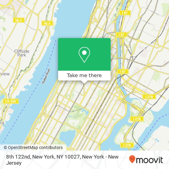 Mapa de 8th 122nd, New York, NY 10027