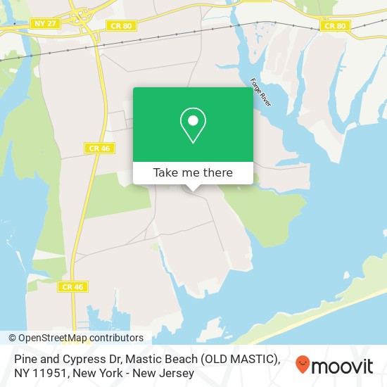 Pine and Cypress Dr, Mastic Beach (OLD MASTIC), NY 11951 map