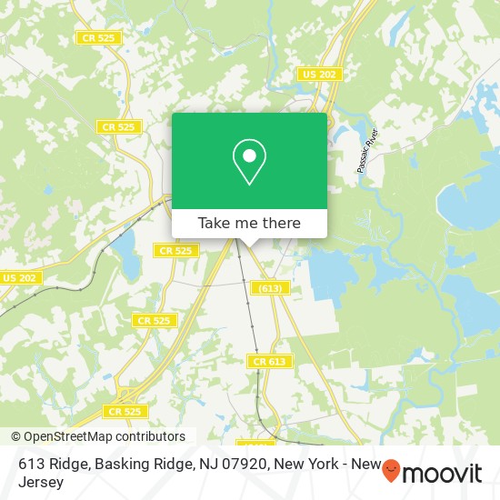 Mapa de 613 Ridge, Basking Ridge, NJ 07920