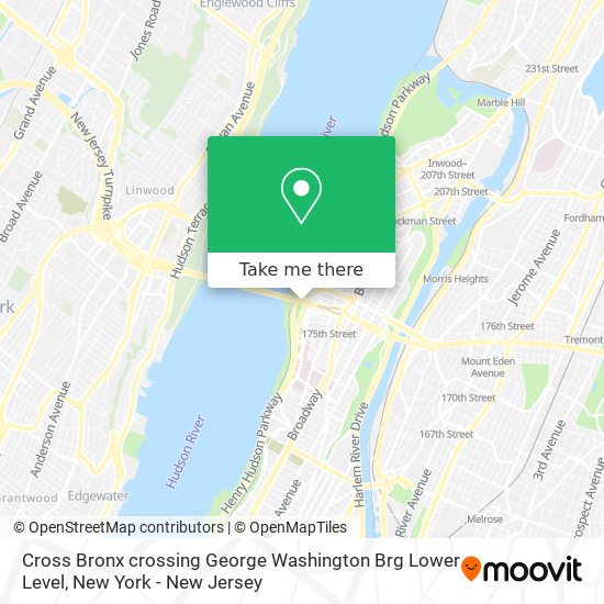 Cross Bronx crossing George Washington Brg Lower Level map