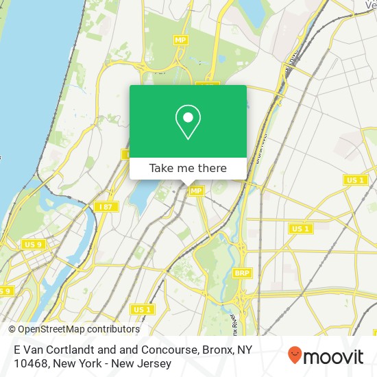 E Van Cortlandt and and Concourse, Bronx, NY 10468 map