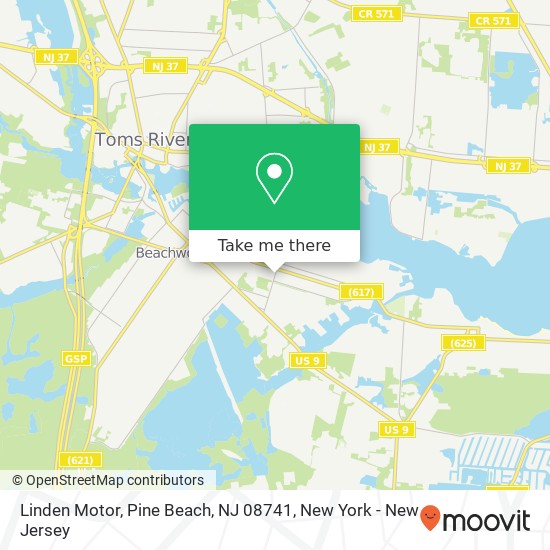 Mapa de Linden Motor, Pine Beach, NJ 08741