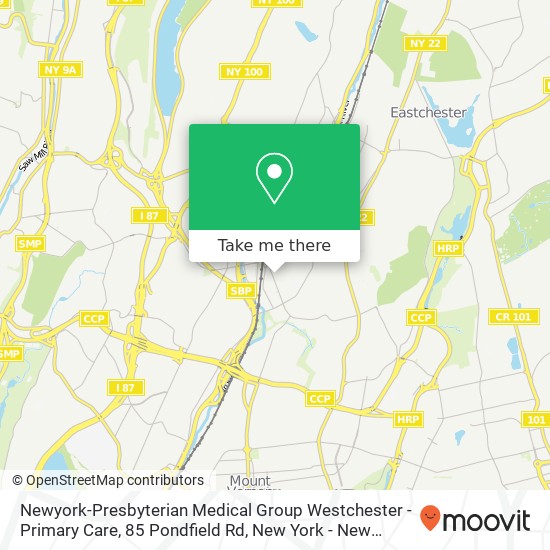Newyork-Presbyterian Medical Group Westchester - Primary Care, 85 Pondfield Rd map