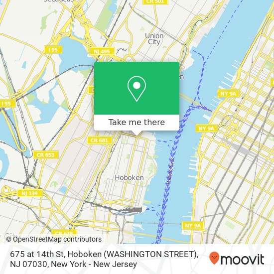 675 at 14th St, Hoboken (WASHINGTON STREET), NJ 07030 map