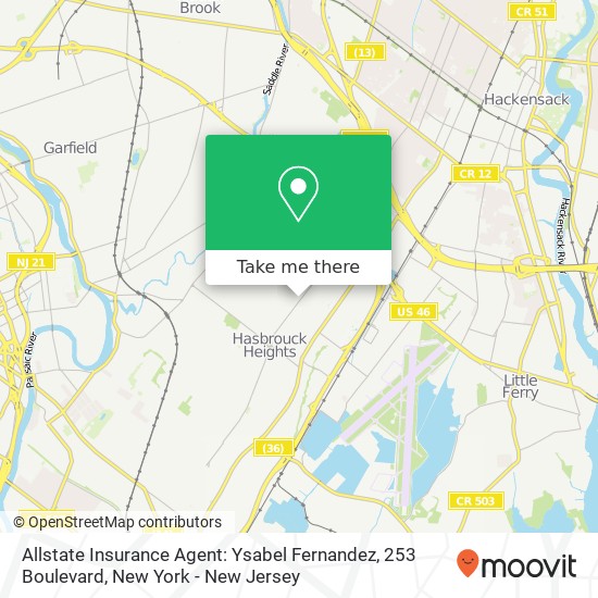 Mapa de Allstate Insurance Agent: Ysabel Fernandez, 253 Boulevard