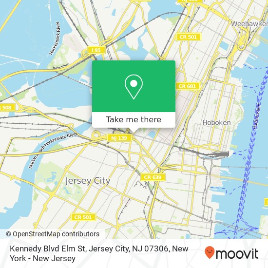 Mapa de Kennedy Blvd Elm St, Jersey City, NJ 07306