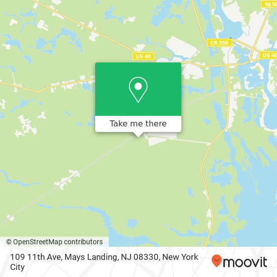 Mapa de 109 11th Ave, Mays Landing, NJ 08330