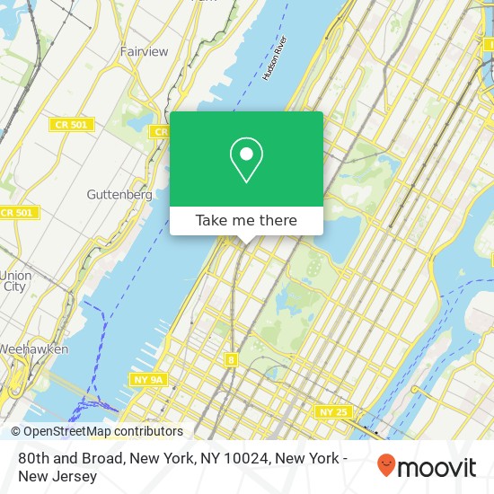 80th and Broad, New York, NY 10024 map