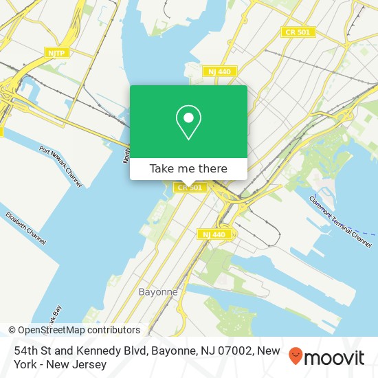 Mapa de 54th St and Kennedy Blvd, Bayonne, NJ 07002