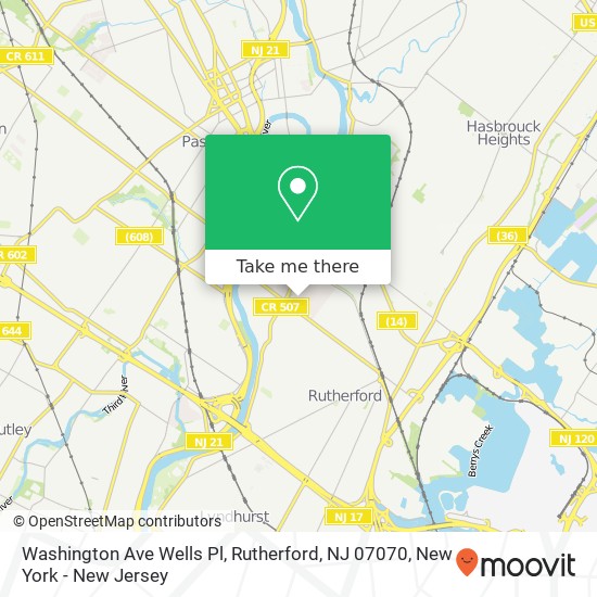 Mapa de Washington Ave Wells Pl, Rutherford, NJ 07070