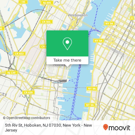 Mapa de 5th Riv St, Hoboken, NJ 07030