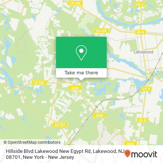 Mapa de Hillside Blvd Lakewood New Egypt Rd, Lakewood, NJ 08701
