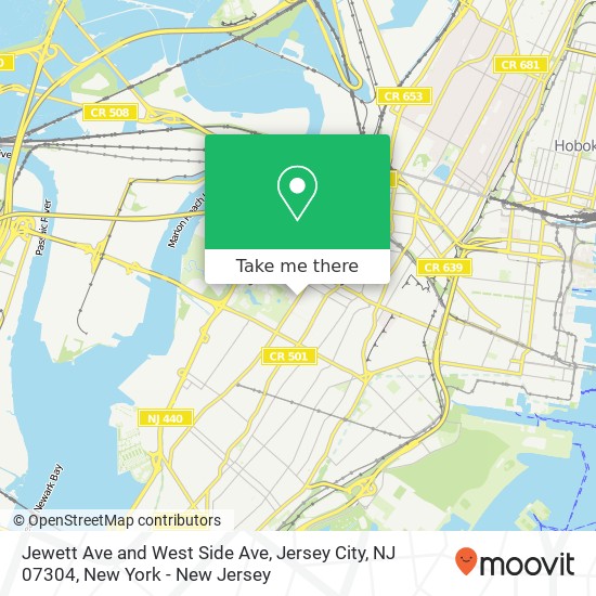 Jewett Ave and West Side Ave, Jersey City, NJ 07304 map