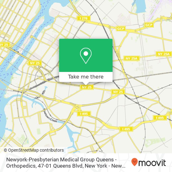 Mapa de Newyork-Presbyterian Medical Group Queens - Orthopedics, 47-01 Queens Blvd