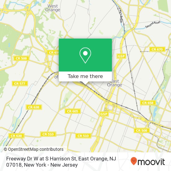 Mapa de Freeway Dr W at S Harrison St, East Orange, NJ 07018