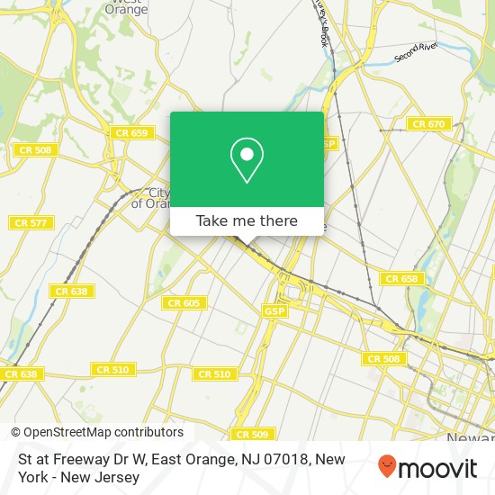 Mapa de St at Freeway Dr W, East Orange, NJ 07018
