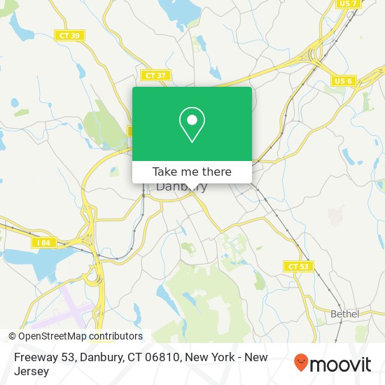 Mapa de Freeway 53, Danbury, CT 06810