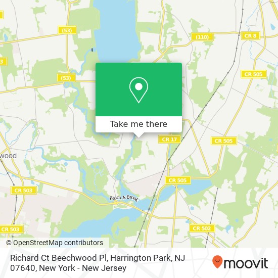 Mapa de Richard Ct Beechwood Pl, Harrington Park, NJ 07640