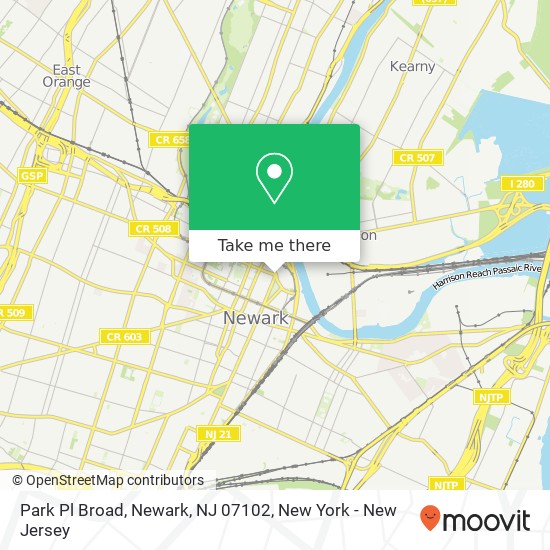 Mapa de Park Pl Broad, Newark, NJ 07102