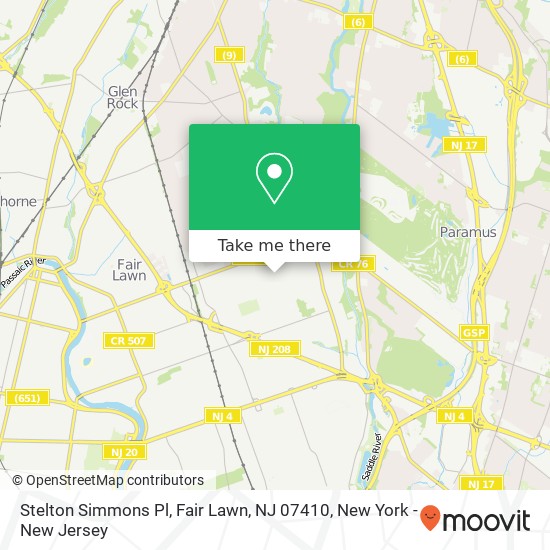 Mapa de Stelton Simmons Pl, Fair Lawn, NJ 07410
