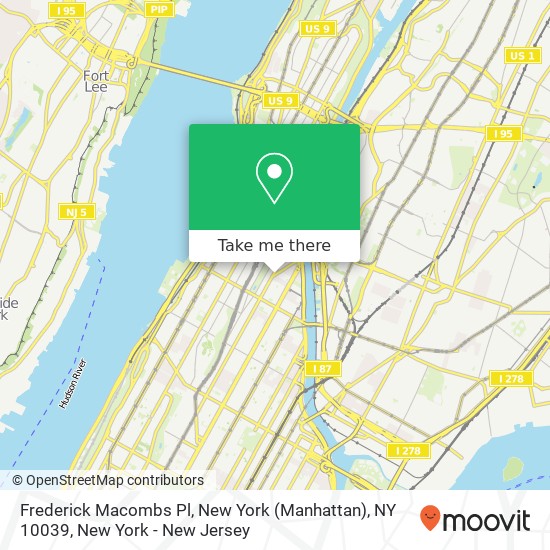 Frederick Macombs Pl, New York (Manhattan), NY 10039 map