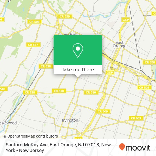 Mapa de Sanford McKay Ave, East Orange, NJ 07018