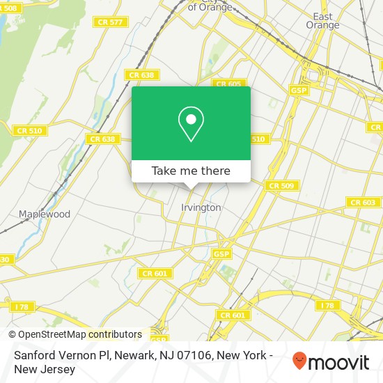Mapa de Sanford Vernon Pl, Newark, NJ 07106