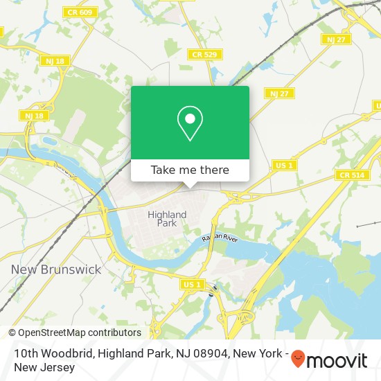 Mapa de 10th Woodbrid, Highland Park, NJ 08904