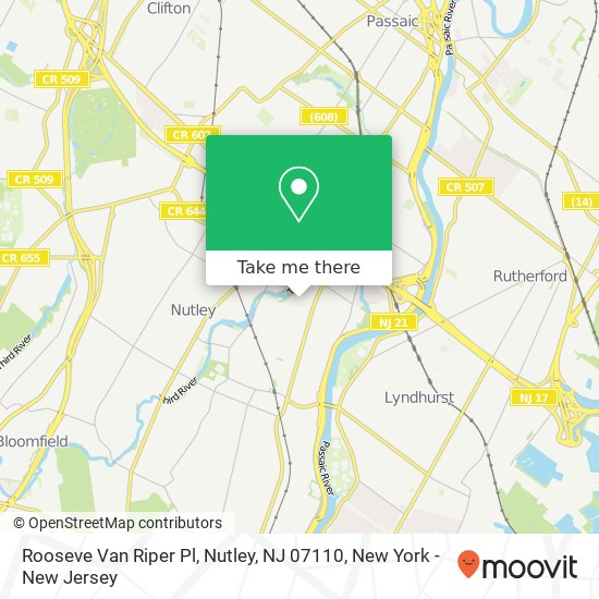 Mapa de Rooseve Van Riper Pl, Nutley, NJ 07110