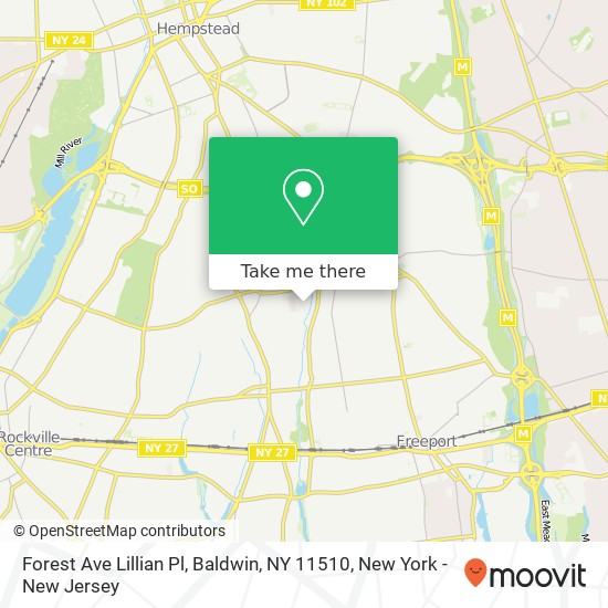 Mapa de Forest Ave Lillian Pl, Baldwin, NY 11510