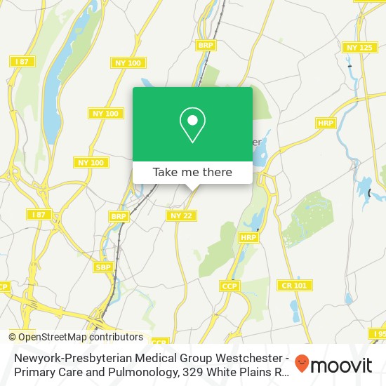Mapa de Newyork-Presbyterian Medical Group Westchester - Primary Care and Pulmonology, 329 White Plains Rd
