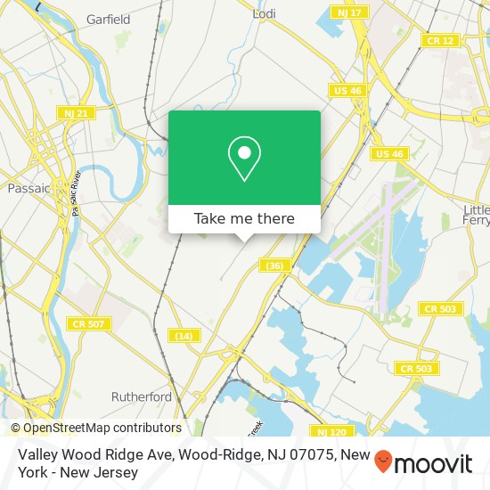 Mapa de Valley Wood Ridge Ave, Wood-Ridge, NJ 07075