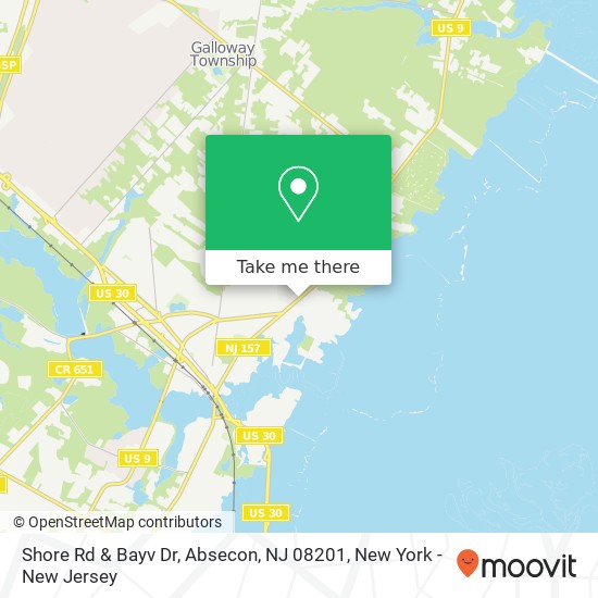 Mapa de Shore Rd & Bayv Dr, Absecon, NJ 08201