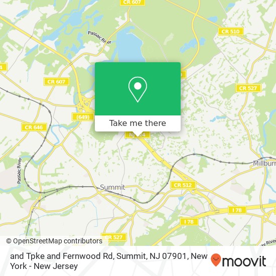 Mapa de and Tpke and Fernwood Rd, Summit, NJ 07901