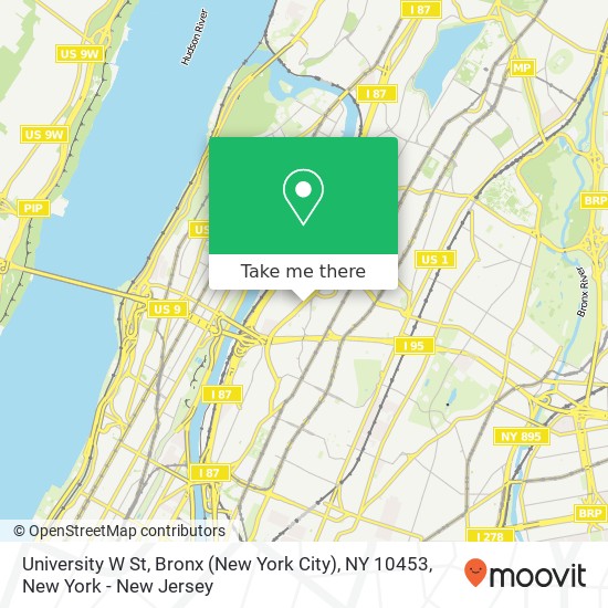Mapa de University W St, Bronx (New York City), NY 10453