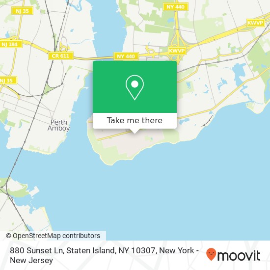 Mapa de 880 Sunset Ln, Staten Island, NY 10307