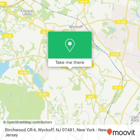 Mapa de Birchwood CR-6, Wyckoff, NJ 07481