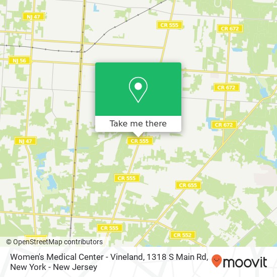 Mapa de Women's Medical Center - Vineland, 1318 S Main Rd