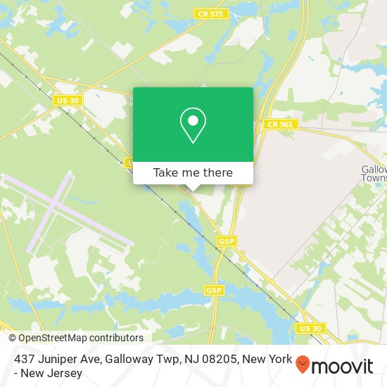 Mapa de 437 Juniper Ave, Galloway Twp, NJ 08205