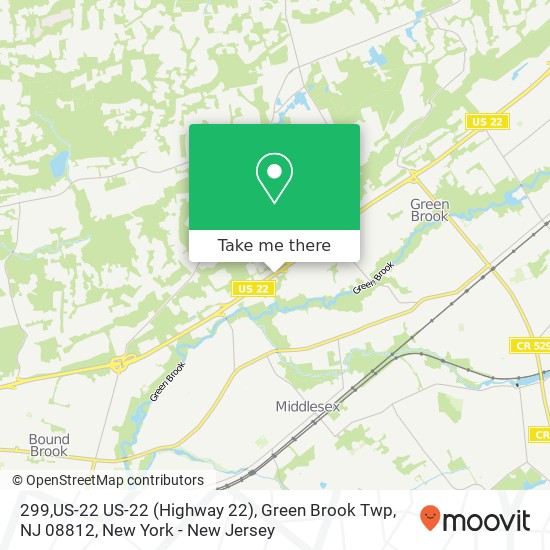 Mapa de 299,US-22 US-22 (Highway 22), Green Brook Twp, NJ 08812