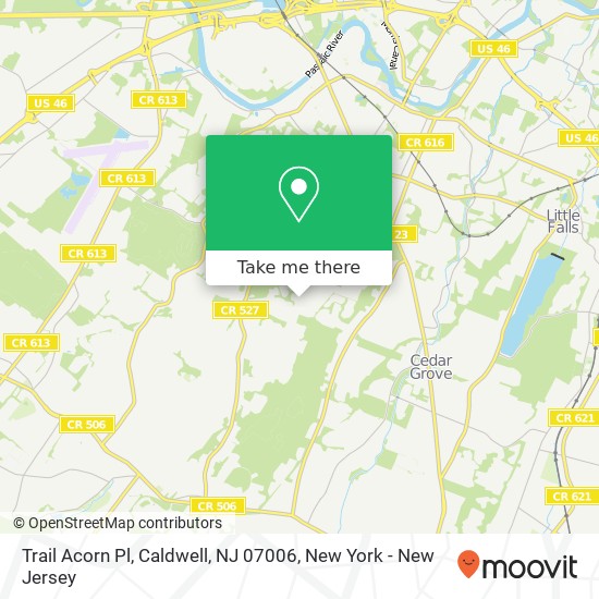 Mapa de Trail Acorn Pl, Caldwell, NJ 07006