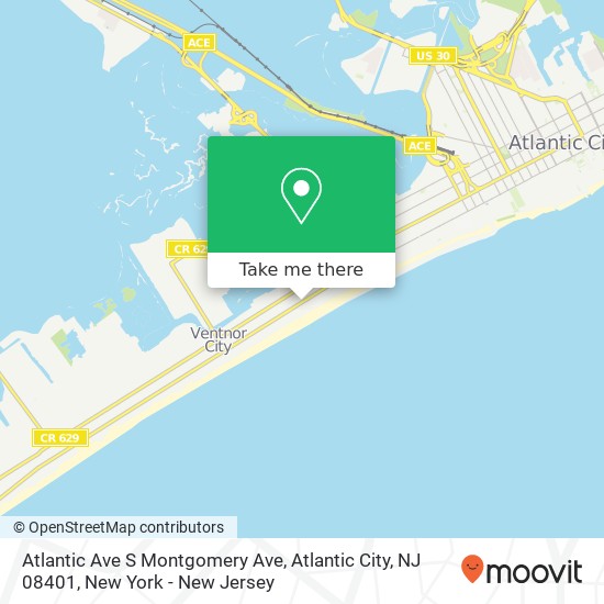 Mapa de Atlantic Ave S Montgomery Ave, Atlantic City, NJ 08401