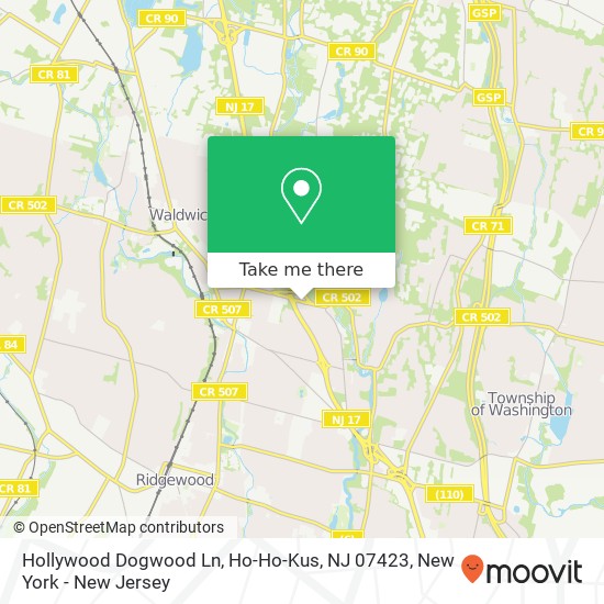 Mapa de Hollywood Dogwood Ln, Ho-Ho-Kus, NJ 07423