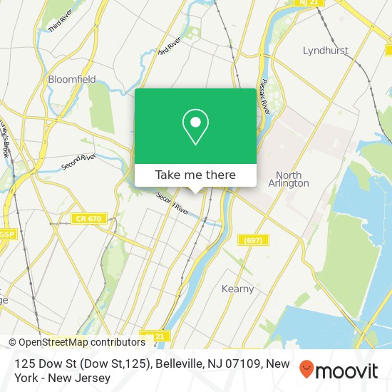 Mapa de 125 Dow St (Dow St,125), Belleville, NJ 07109